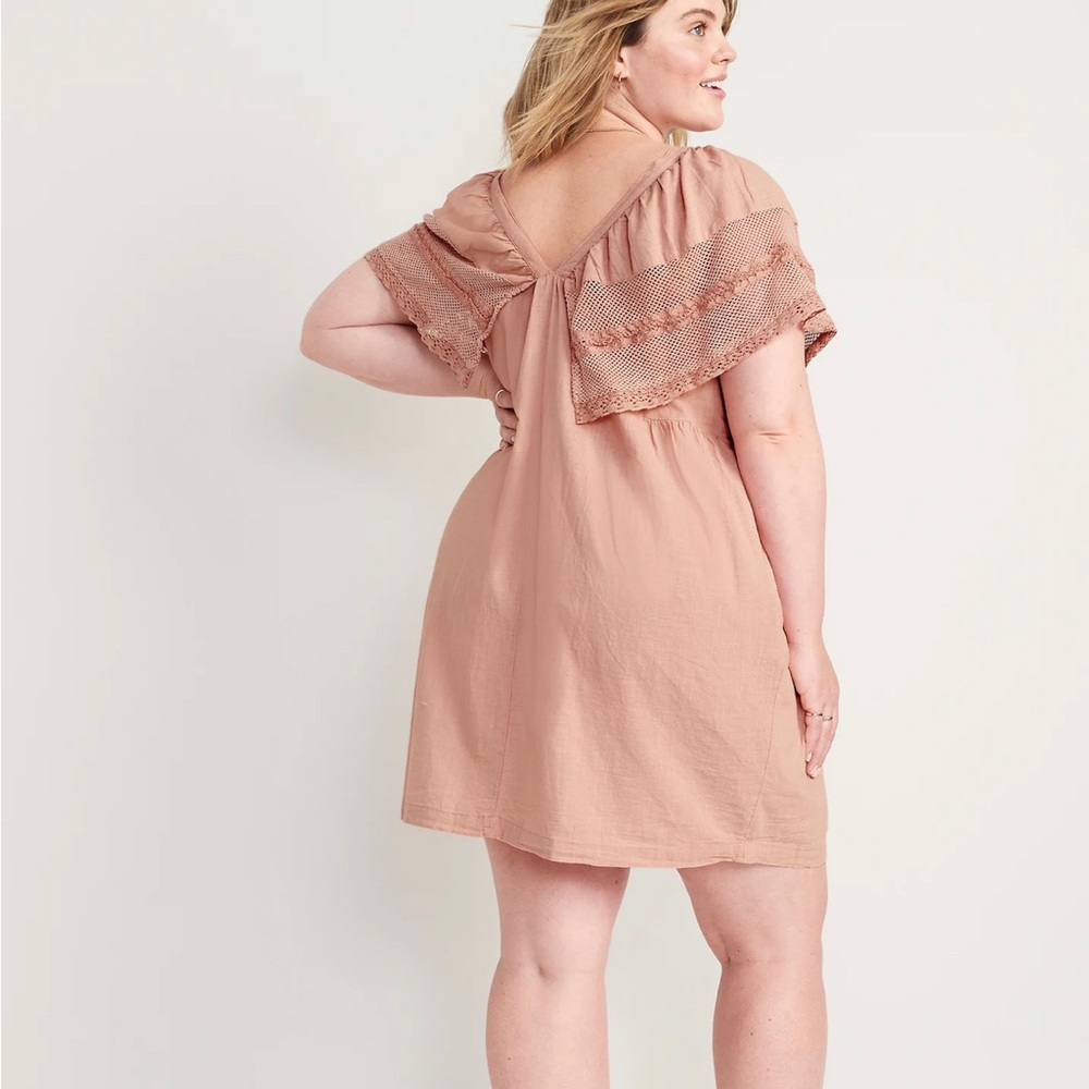 Women’s Old Navy  Flutter-Sleeve Tie-Back Mini Swing Dress Size 4X New with Tags